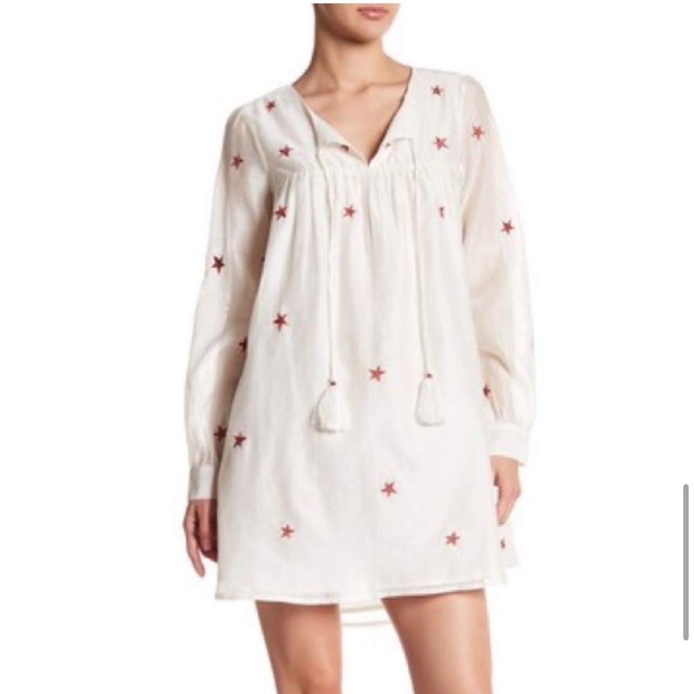 Tularosa  x REVOLVE White and Red Star Long Sleeve Sundress